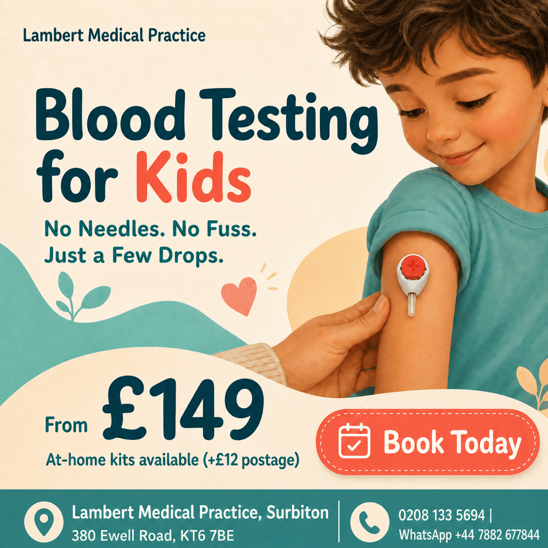Blood Testing for Kids — No Needles, No Fuss. Lambert Medical Practice Surbiton.